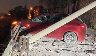 Milas’ta Korkutan Kaza: Otomobil Elektrik Direğine Çarptı