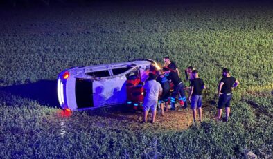 Milas’ta Otomobil Tarlaya Uçtu: 2 Kişi Yaralandı