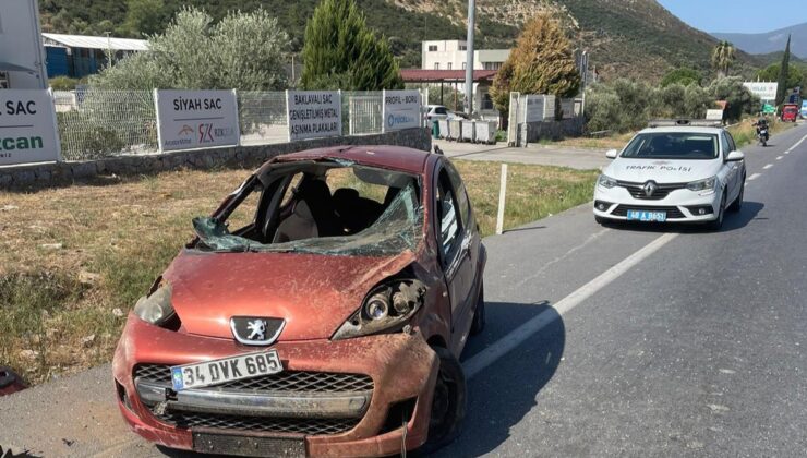 Milas’ta Kontrolden Çıkan Araç Takla Attı: Sürücü Yaralandı