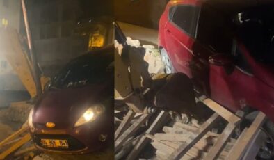 Milas’ta Kontrolden Çıkan Otomobil İnşaat Alanına Düştü