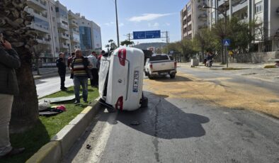 Milas’ta Faciadan Dönüldü: İki Araç Çarpıştı, Biri Takla Attı