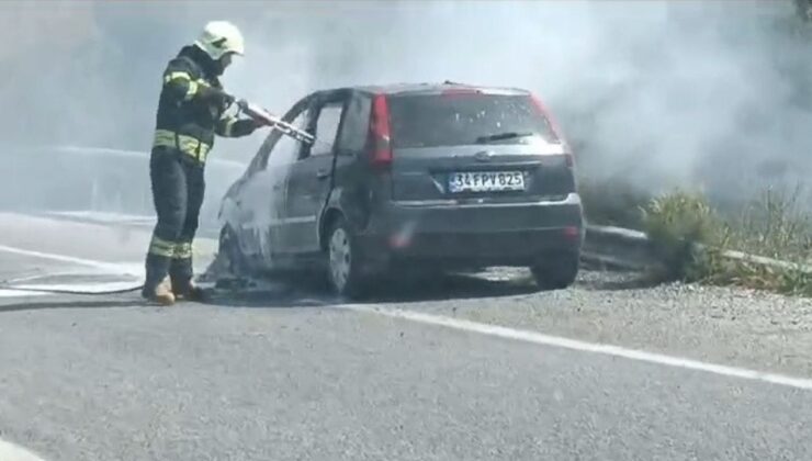 Milas’ta Seyir Halindeki Otomobil Alev Alev Yandı: İtfaiye Müdahale Etti