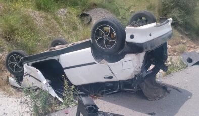 Milas’ta Direksiyon Hakimiyetini Kaybederek Taklalar Atan Otomobilin Sürücüsü Yaralandı